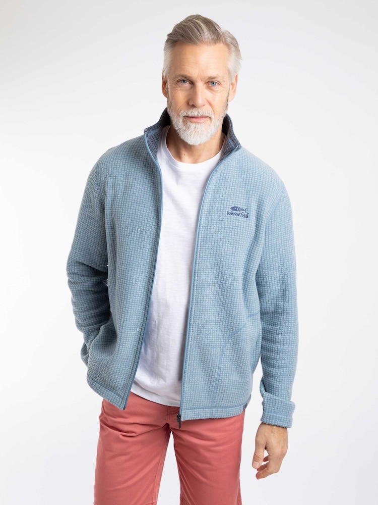 أزرق - سترة فليس بسحّاب كامل بتصميم شبكي Shires من Weird Fish - صورة 1 من 7