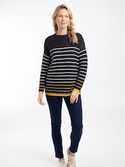 Weird Fish Blue Sutton Striped Knitted Crew Neck Jumper - Image 2 of 7