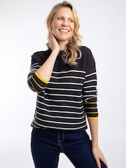 Weird Fish Blue Sutton Striped Knitted Crew Neck Jumper - Image 3 of 7