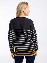 Weird Fish Blue Sutton Striped Knitted Crew Neck Jumper - Image 4 of 7