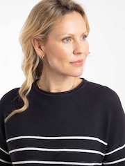 Weird Fish Blue Sutton Striped Knitted Crew Neck Jumper - Image 5 of 7