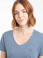 أزرق - Weird Fish Hailey V-Neck T-Shirt - Image 4 of 6