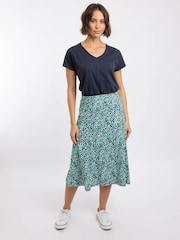 ירוק טורקיז - Weird Fish Romaro Printed Jersey Midi Skirt - תמונה 1 מתוך 6