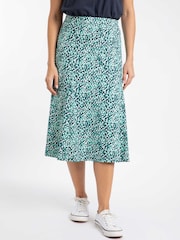 ירוק טורקיז - Weird Fish Romaro Printed Jersey Midi Skirt - תמונה 3 מתוך 6