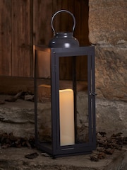 Lights4fun Black Large Slate Grey Garden Lantern - Image 1 of 6