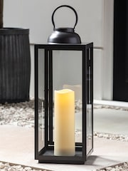 Lights4fun Black Large Slate Grey Garden Lantern - Image 2 of 6