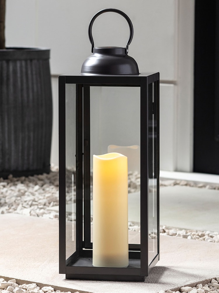 Lights4fun Black Large Slate Grey Garden Lantern - Image 2 of 6