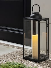 Lights4fun Black Large Slate Grey Garden Lantern - Image 4 of 6
