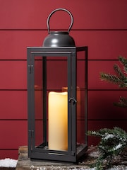 Lights4fun Black Large Slate Grey Garden Lantern - Image 5 of 6