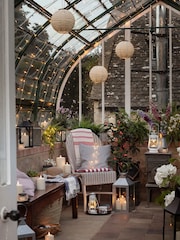 Lights4fun Silver Hayle Large Metal Lantern with TruGlow Candle Trio - Image 6 of 6