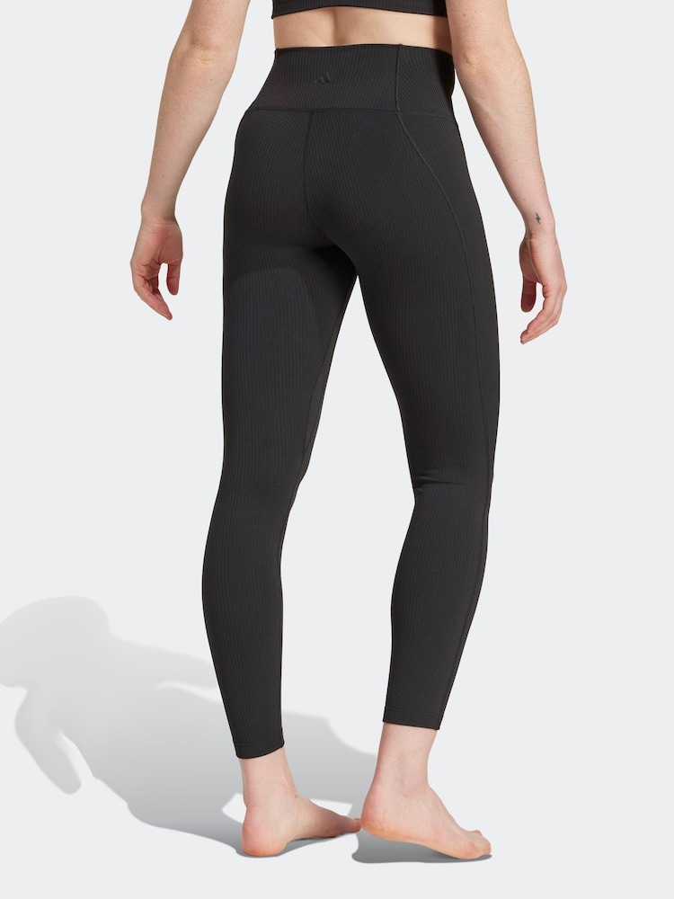 adidas Black All Me Rib 7/8 Leggings - Image 2 of 5 adidas Black All Me Rib 7/8 Leggings - Image 2 of 5