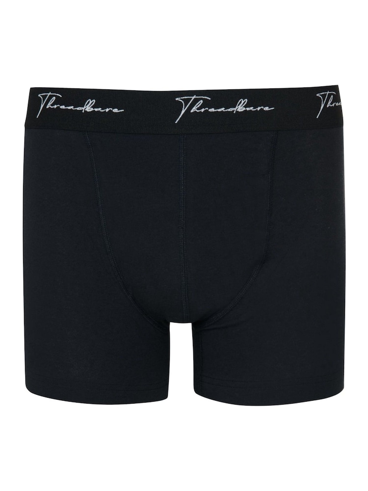 Threadbare Black Hipster Fit Script Boxer Shorts 3 Pack - Image 2 of 5