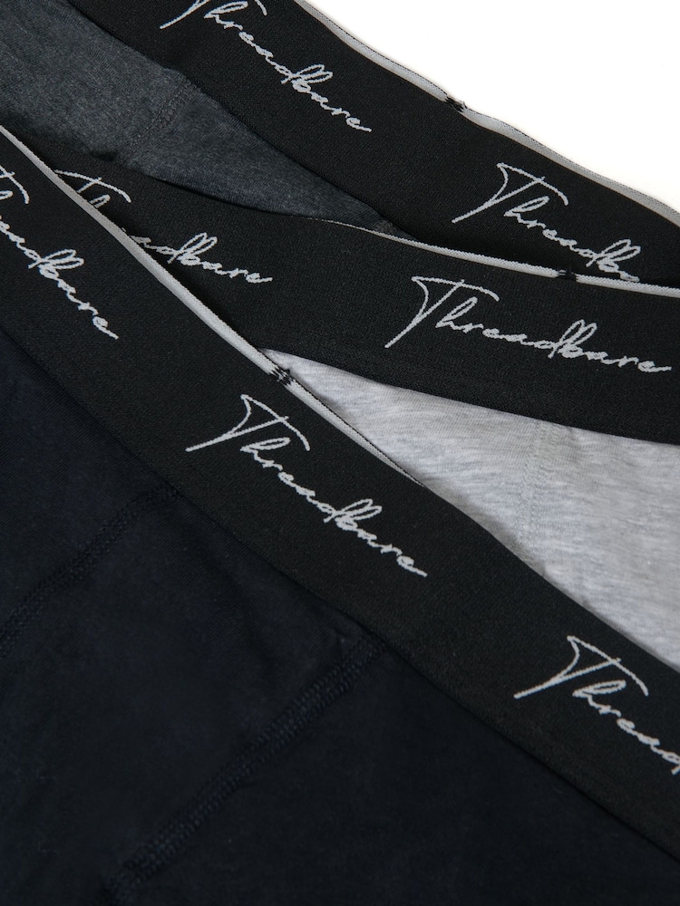 Threadbare Black Hipster Fit Script Boxer Shorts 3 Pack - Image 5 of 5
