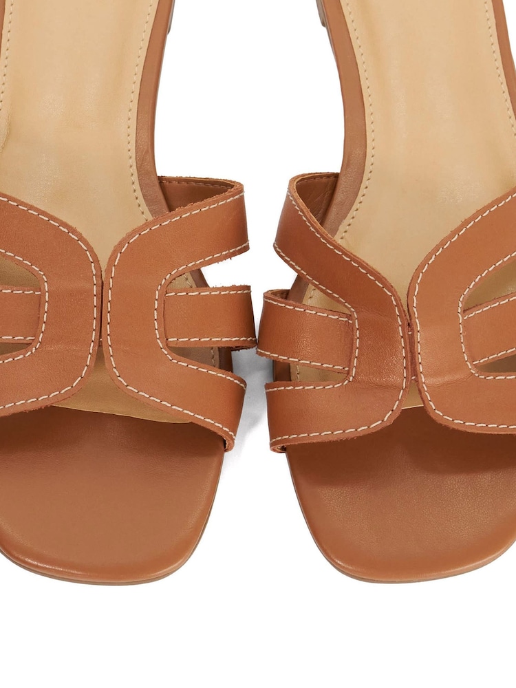 Dune London Brown Leather Larrissa Flat Sandals - Image 5 of 5