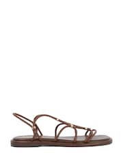 Dune London Brown Leather Leola Casual Sandals - Image 1 of 5