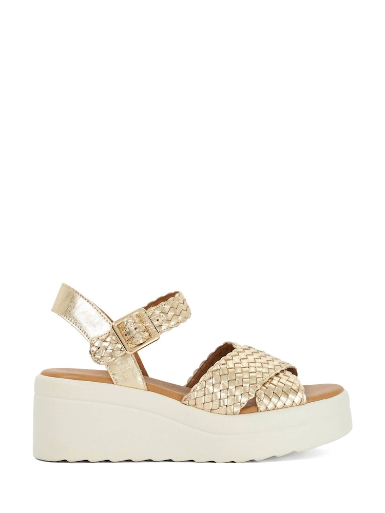 Dune London Metallic Leather Kinleys Woven Sandals - Image 2 of 6