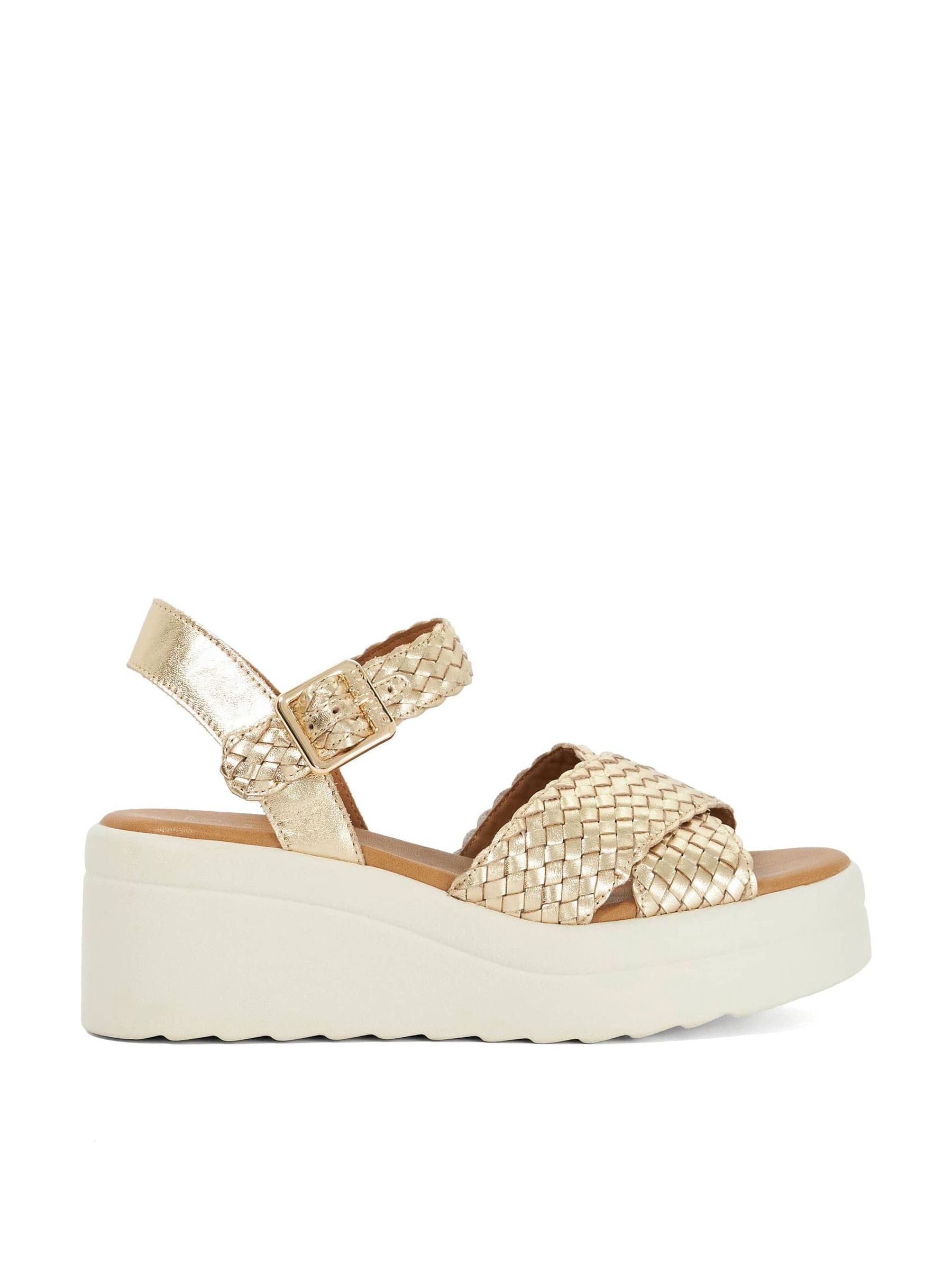 Buy Dune London Metallic Leather Kinleys Woven Sandals from the