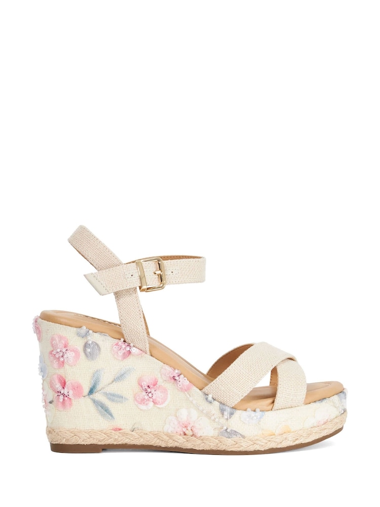 Dune London Natural Kalmiah Wedge Sandals - Image 1 of 5 Dune London Natural Kalmiah Wedge Sandals - Image 1 of 5