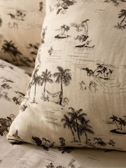 Rockett St George Pink Palm Party Cotton Muslin Duvet Cover and Pillowcase Set - Image 5 of 6