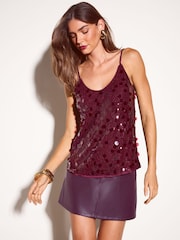 Friends Like These Fig Red All-Over Sequin Cami - Image 5 of 7