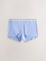 Blue Boyshort Cotton Logo Knickers 4 Pack - Image 8 of 11
