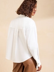 Friends Like These Tie Neck Long Sleeve Poplin Shirt - Imaginea 4 din 4
