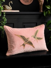 Rockett St George Rose Beaded Love Birds Piped Cushion - Image 1 of 4