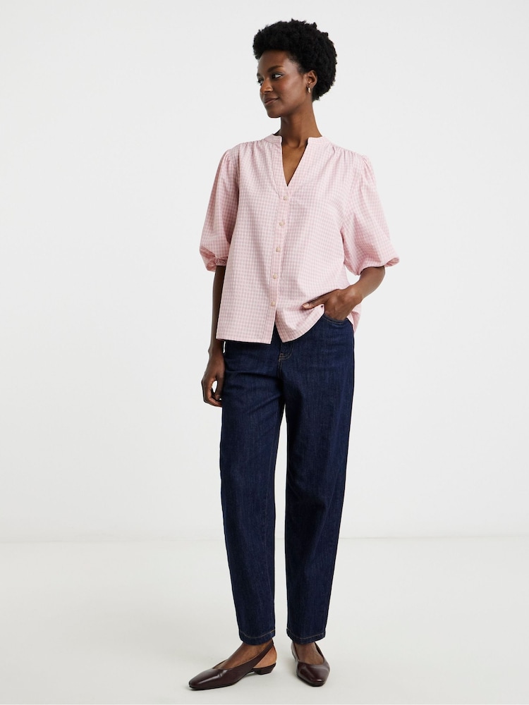 JD Williams Check Collarless Button Through Blouse - Bild 2 von 4