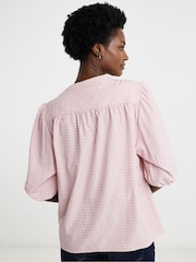 JD Williams Check Collarless Button Through Blouse - Bild 3 von 4