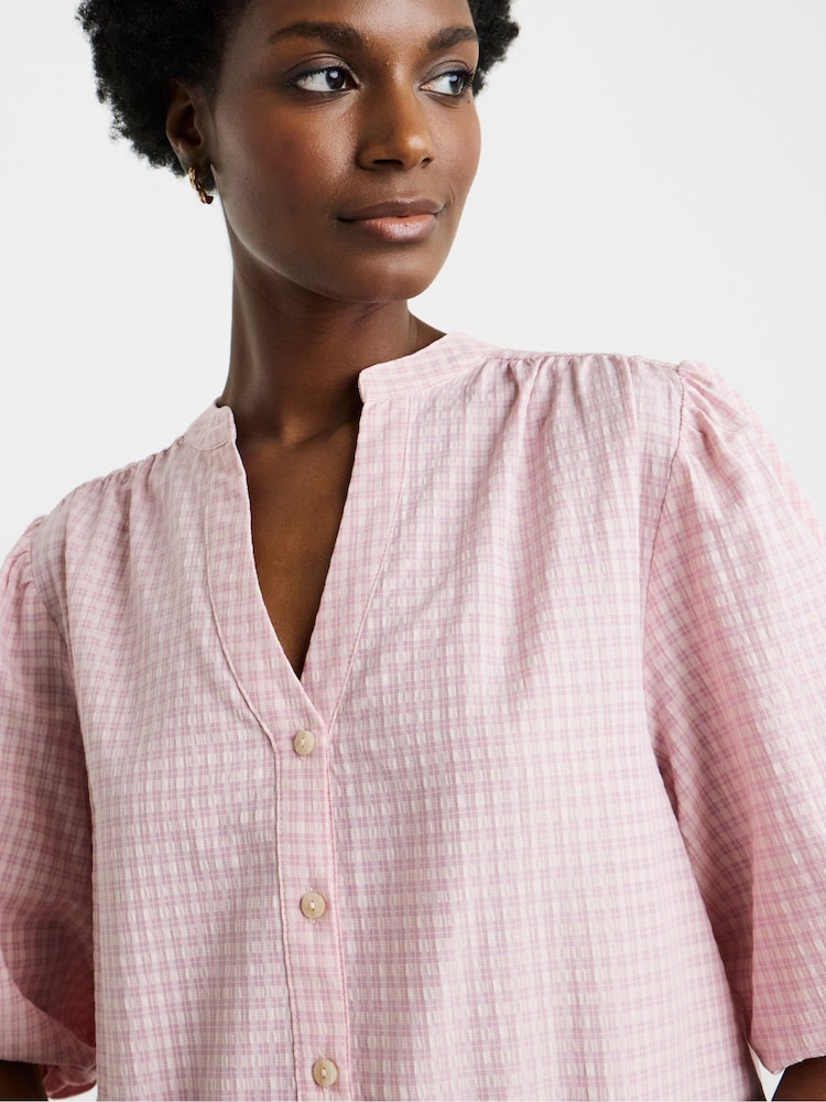 JD Williams Check Collarless Button Through Blouse - Bild 4 von 4