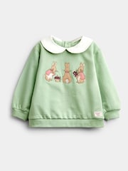 JoJo Maman Bébé Sage Green Floral Peter Rabbit™ Flopsy Sweatshirt & Legging Set - Image 5 of 10