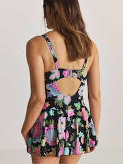 Figleaves Black Floral Underwired Bandeau Swimdress - Image 2 of 4
