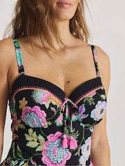 Figleaves Black Floral Underwired Bandeau Swimdress - Image 3 of 4