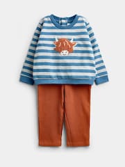 Jojo Maman Bébé Orange Highland Cow Sweatshirt & Trouser Set - Image 2 of 7