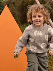 Jojo Maman Bébé Brown Dog Graphic Knit Jumper - Image 1 of 5