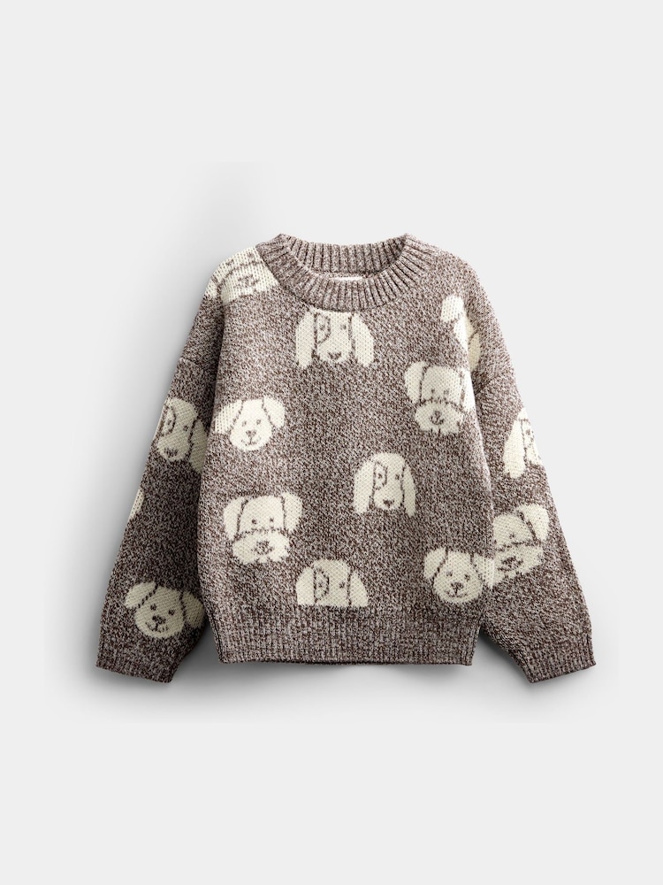 Jojo Maman Bébé Brown Dog Graphic Knit Jumper - Image 2 of 5 Jojo Maman Bébé Brown Dog Graphic Knit Jumper - Image 2 of 5