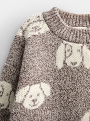 Jojo Maman Bébé Brown Dog Graphic Knit Jumper - Image 4 of 5