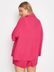 Yours Curve Pink LIMITED COLLECTION Zebra Print Crinkle Shirt - Image 4 of 6