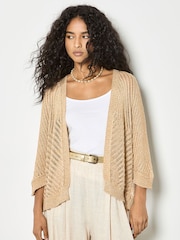 Apricot Yellow Gold Shimmer Open Knit Cardigan - Image 3 of 4