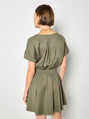 Apricot Green Zip Detail Skater Mini Dress - Image 4 of 4