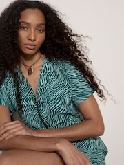 Blau - Apricot Zebra Print Zip-Down Mini Dress - Bild 4 von 4