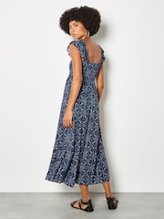 Apricot Blue Folk Floral Metallic Midi Dress - Image 3 of 5