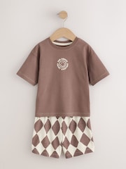 Khaki/Grey/Maroon Shorts Pyjamas 3 Pack (9mths-12yrs) - Image 2 of 9