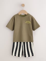 Khaki/Grey/Maroon Shorts Pyjamas 3 Pack (9mths-12yrs) - Image 4 of 9