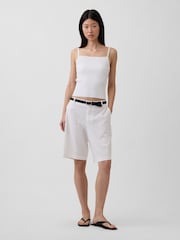 Gap White 9 inch Low Rise Linen-Blend Shorts - Image 4 of 4