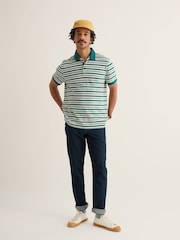 Seasalt Cornwall Blue Balefire Stripe Polo Shirt - Image 1 of 4