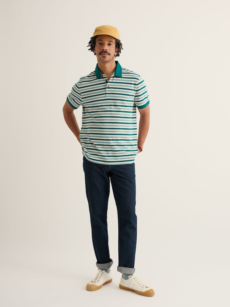 Seasalt Cornwall Blue Balefire Stripe Polo Shirt - Image 1 of 4 Seasalt Cornwall Blue Balefire Stripe Polo Shirt - Image 1 of 4