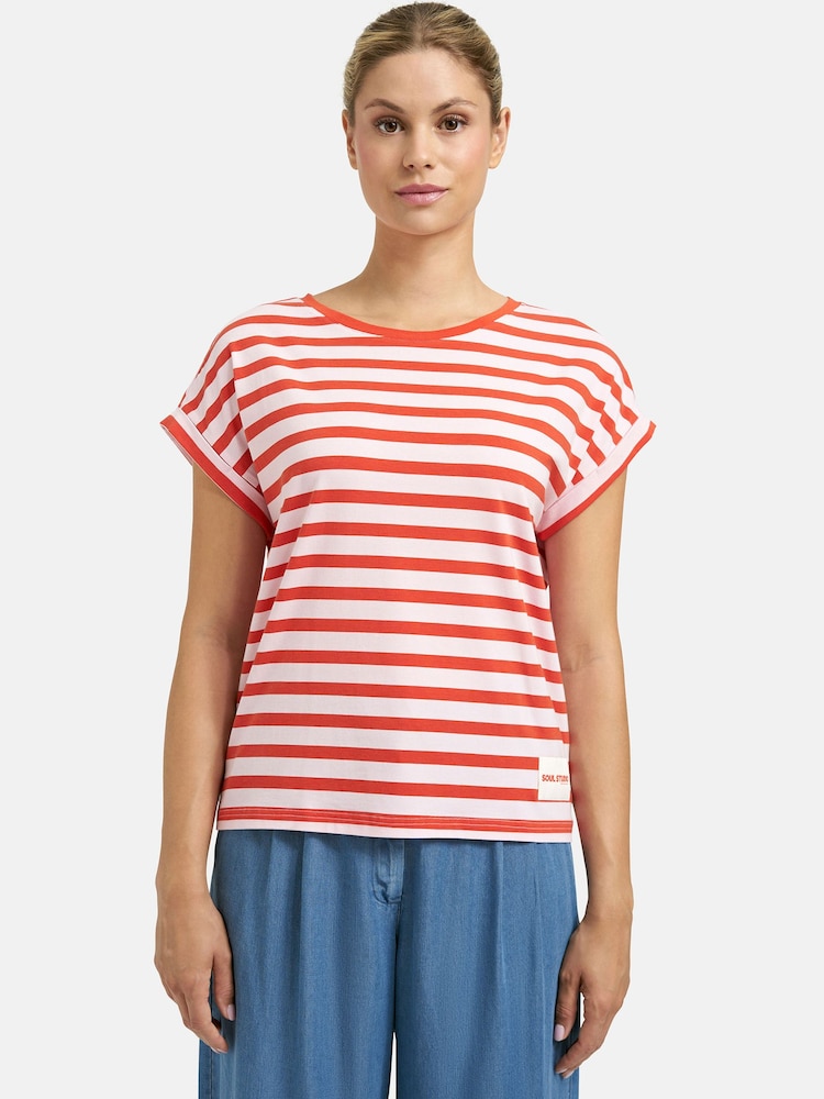 Smith & Soul Red Striped Oversized T-Shirt - Image 1 of 5