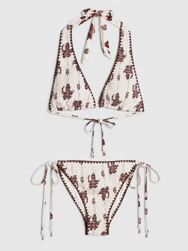 River Island Brown Shirred Palm Bikini Set - Image 5 of 5