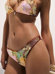 River Island Brown Terry De Havilland Orchid Print Bikini Set - Image 2 of 4